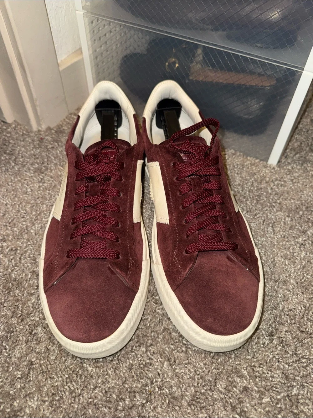 Santoni Men's Burgundy Suede DBS Sneakers